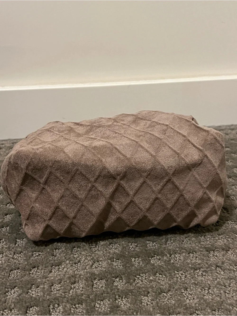 Quilted Velvet Cosmetic Pouch - Taupe